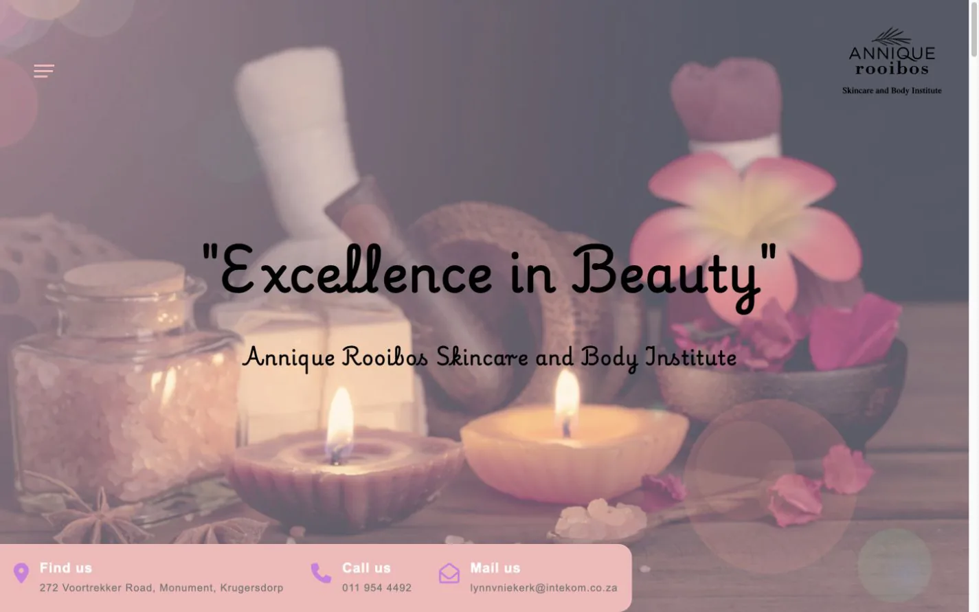 Annique Salon website desktop view