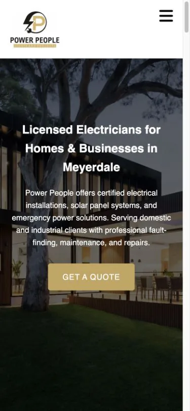 Power People website mobile view